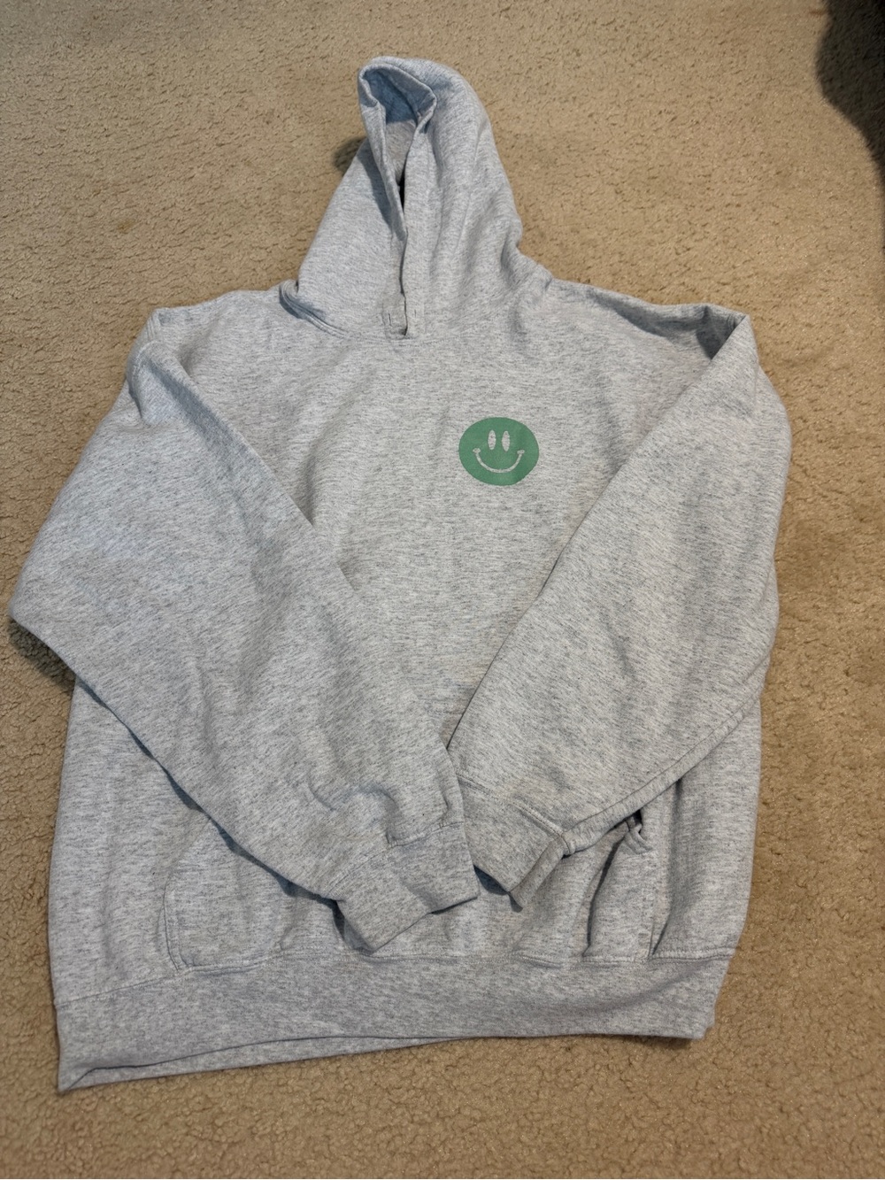 Kappa Delta Gray Hoodie Sweatshirt with Green Smiley Logo